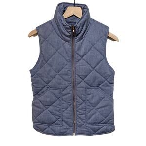 How Very Loved Vest Womens S Blue Quilted Puffer Sleeveless Full Zip Pockets